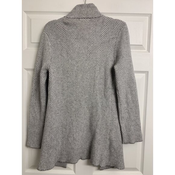 Sincerely Jules M Chevron Viscose Open Front Knit Cardigan Sweater Gray - Picture 3 of 8